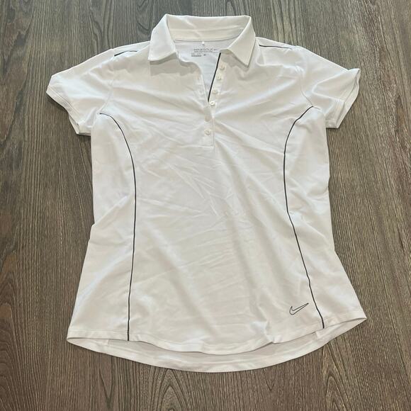 Nike Golf Dri-Fit Tour Performance Polo Shirt Short Sleeve Collared White Size L - Picture 1 of 5